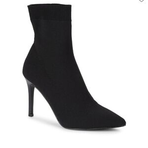 Steve Madden Black Enya Heeled Sock Mid Calf Booties Size 6.5
